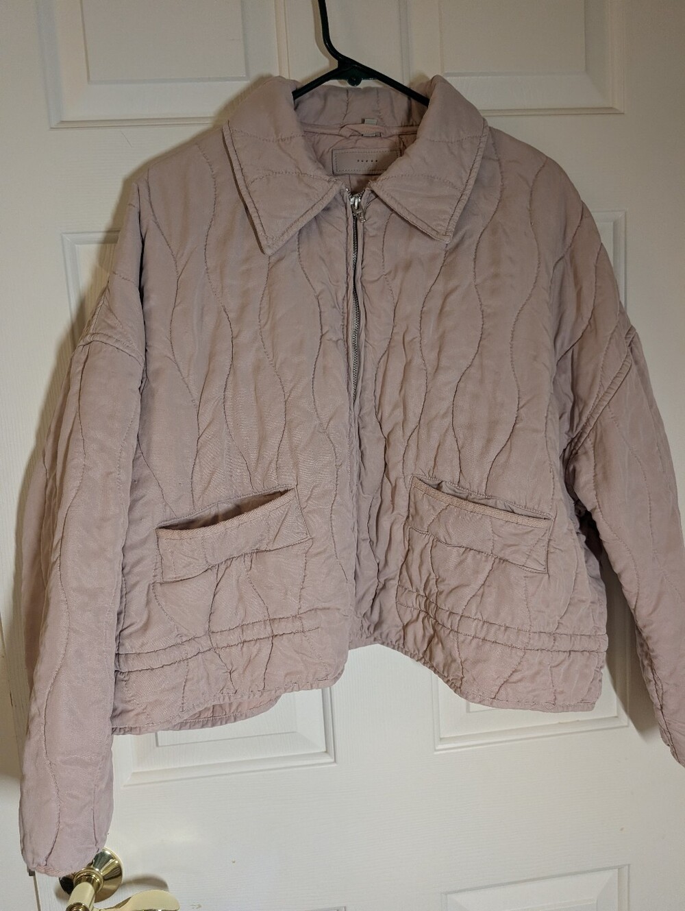 BlankNYC Women's Oversized Quilted Snap Jacket, Light Pink